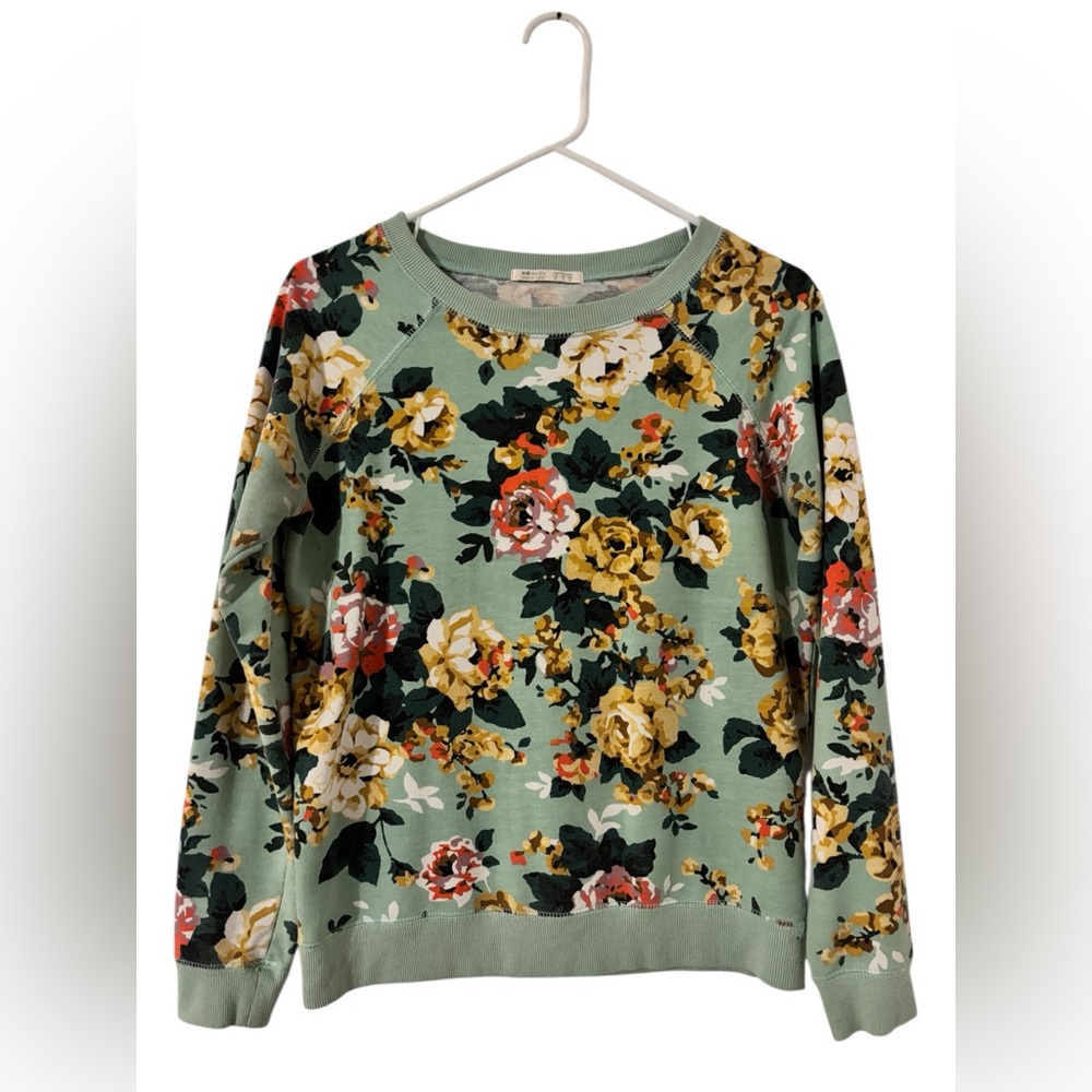Floral Print Green Sweatshirt
